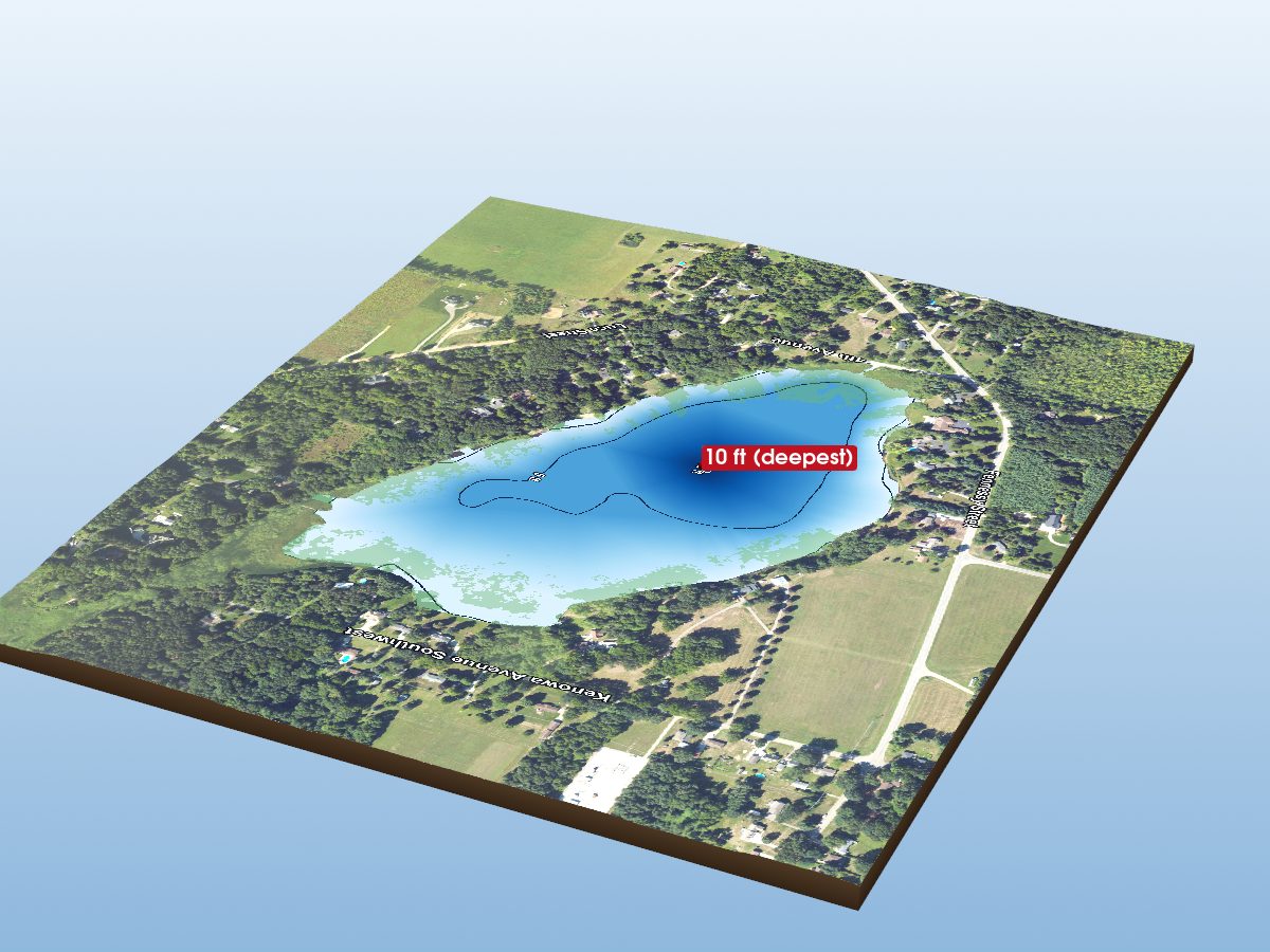 Depth map of Fennessy Lake