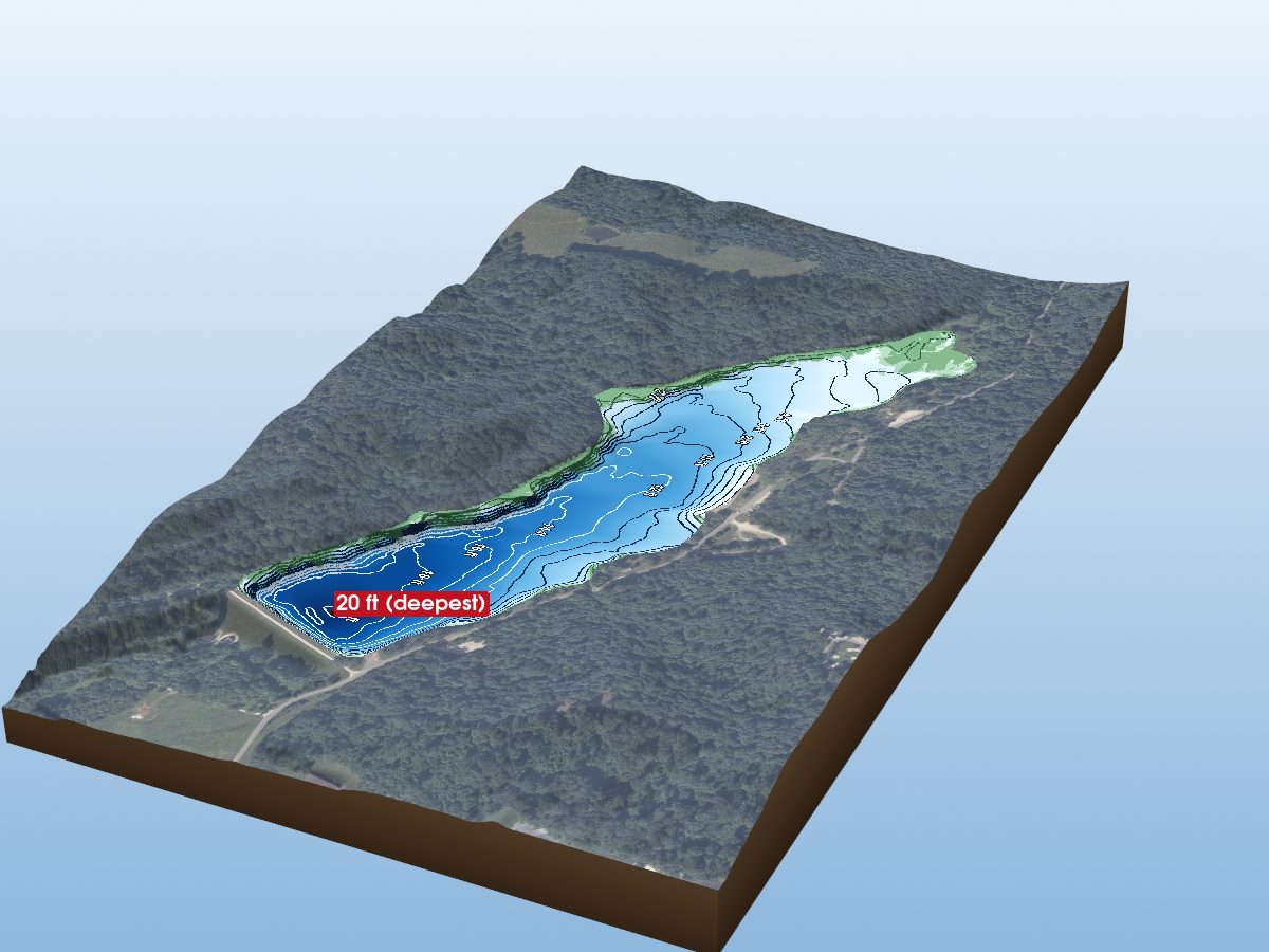 3D depth map of Ferdinand State Forest Lake