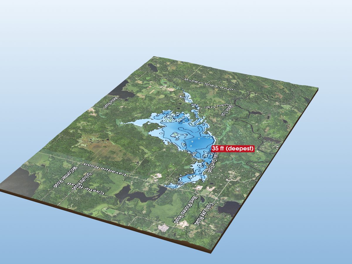 Depth map of Fish Lake Flowage (Main Basin)
