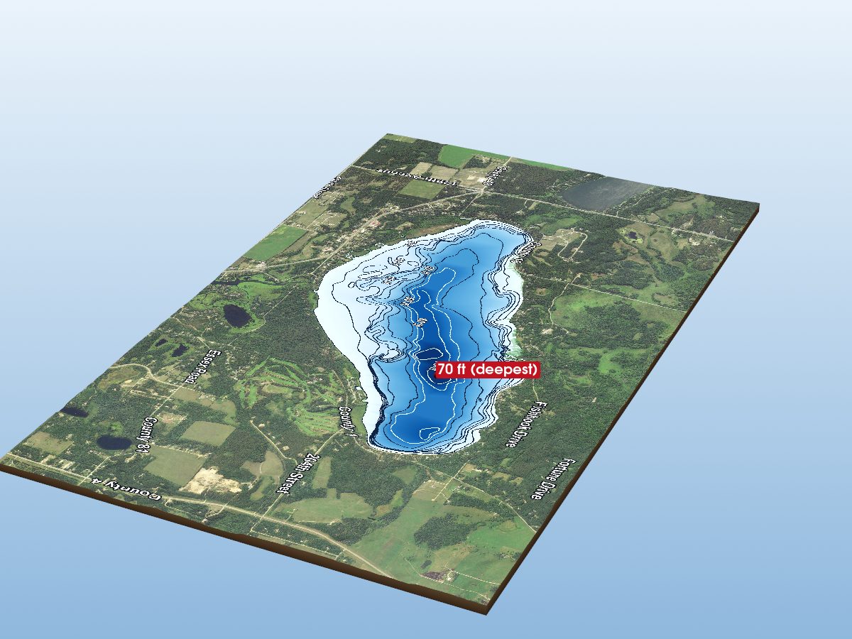 Depth map of Fishhook Lake