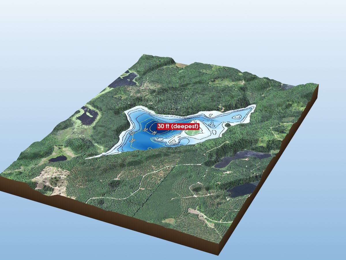 Depth map of Five Island Lake