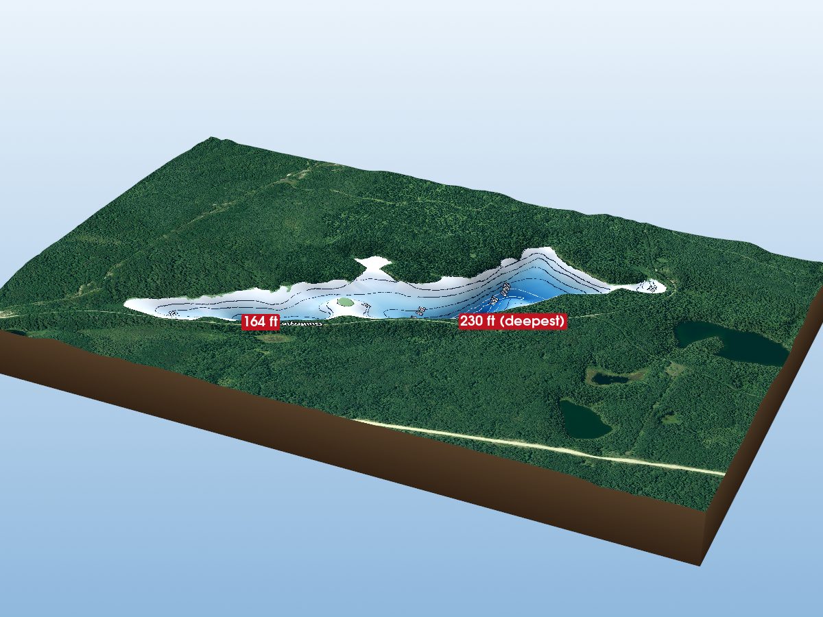 3D depth map of Five Pines Lake