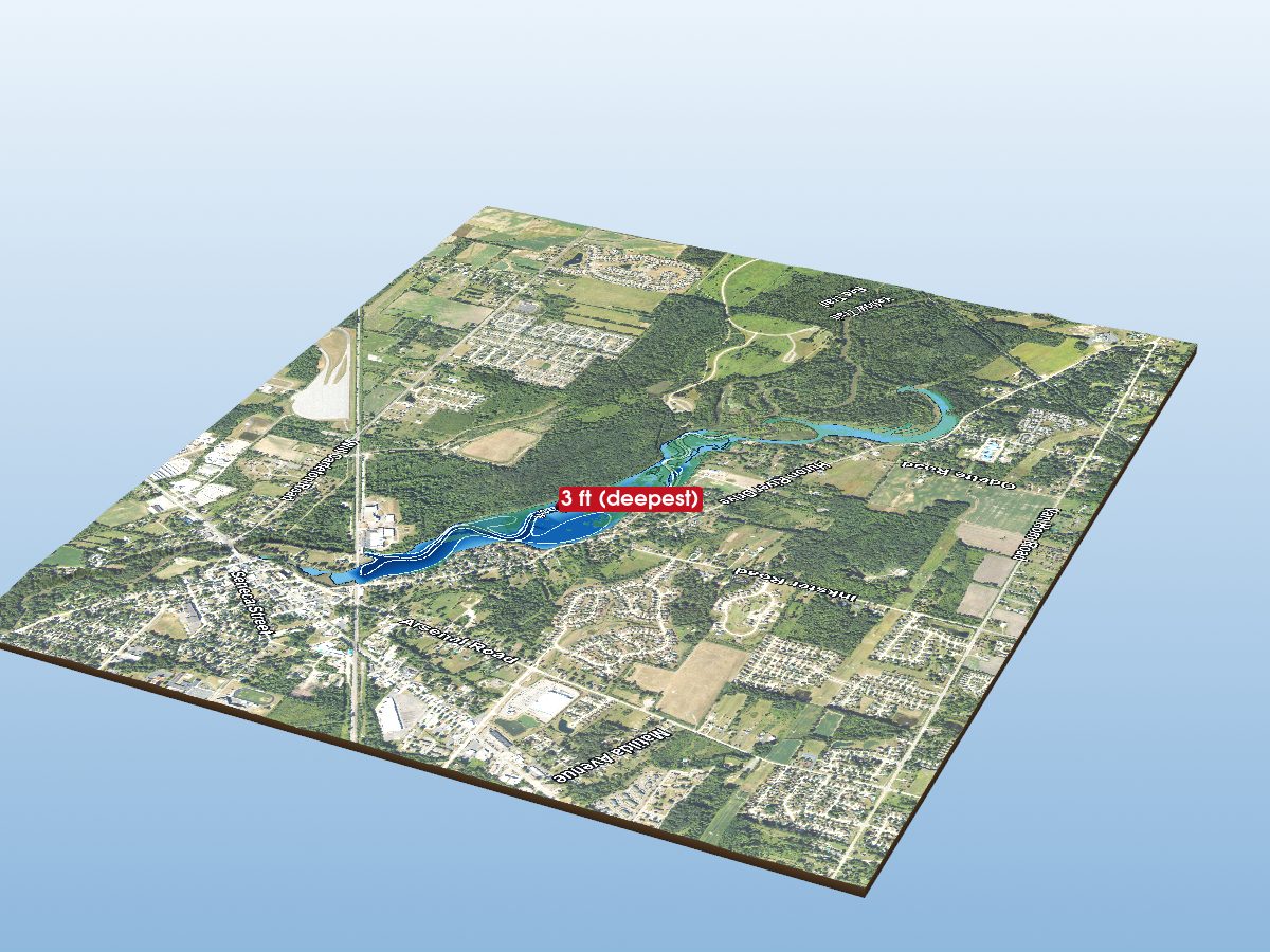 Depth map of Flat Rock Impoundment