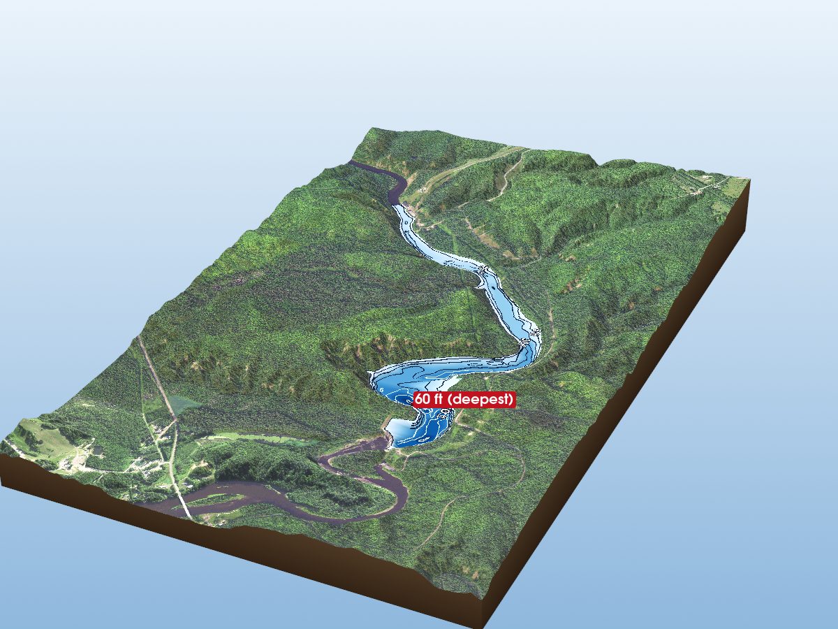 Depth map of Fond du Lac Reservoir