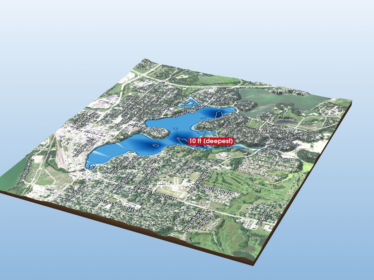 3D depth map of Fountain Lake (East Bay)