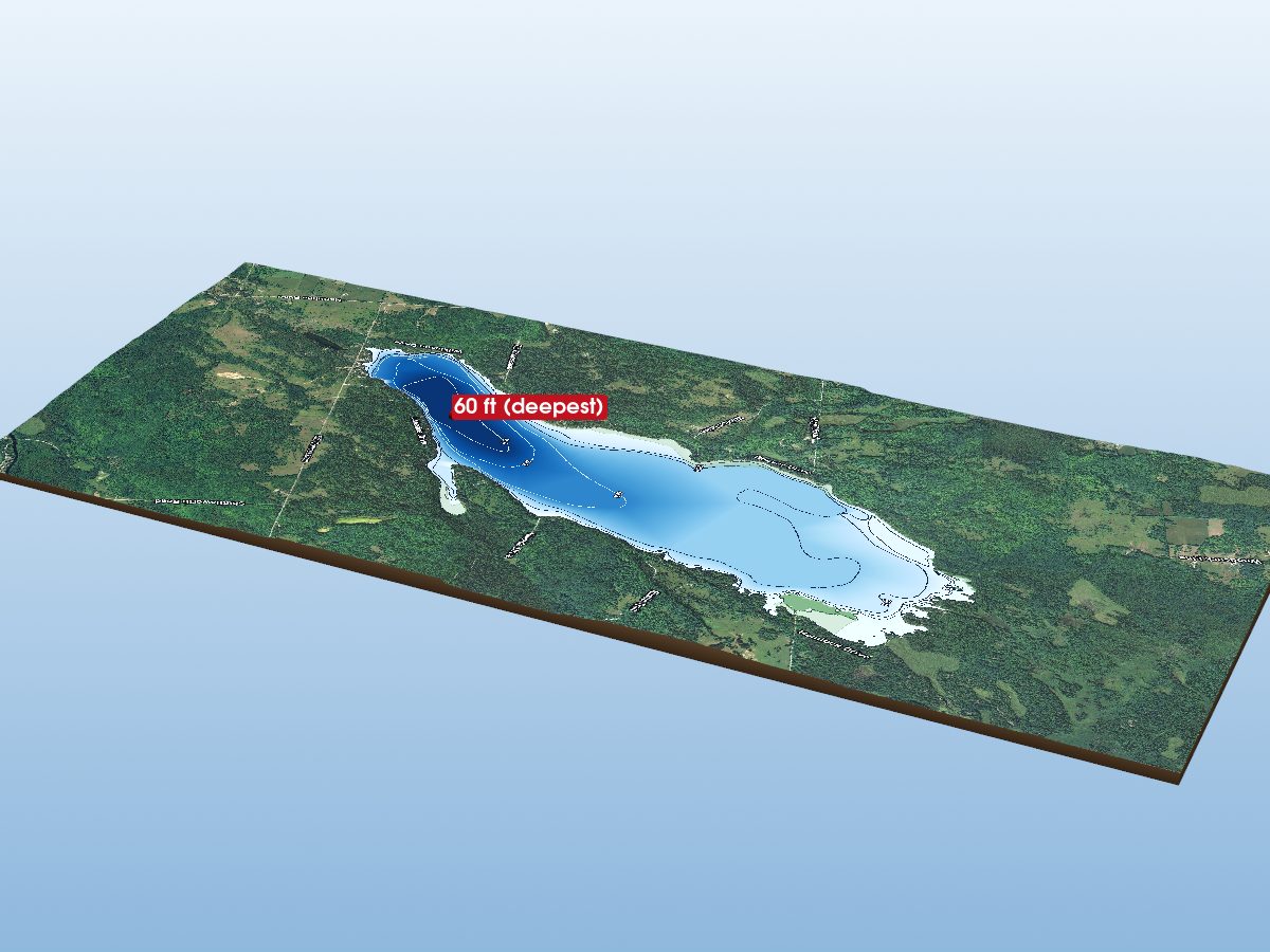 Depth map of Four Mile Lake