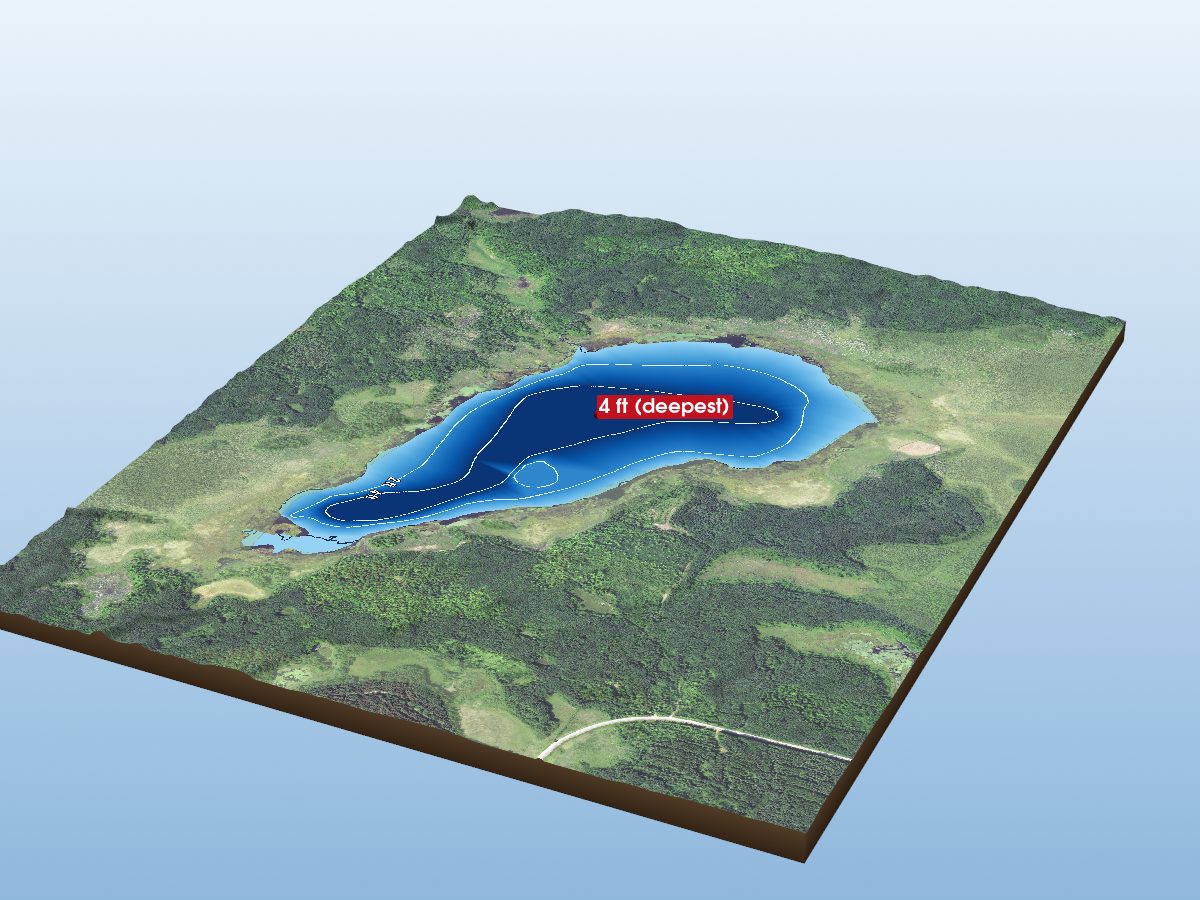 Depth map of Four Towns Lake