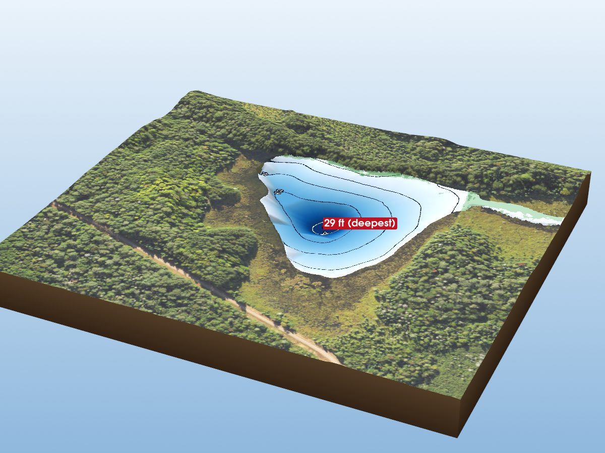 Depth map of Foxpaw Lake