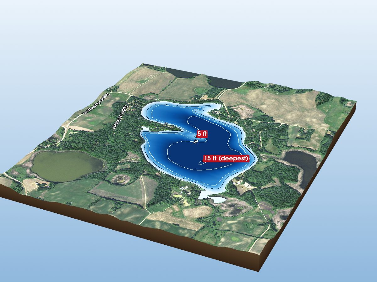 Depth map of Freeborn Lake