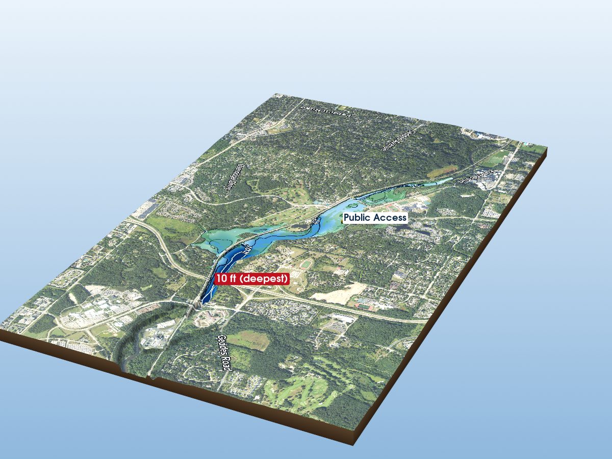 Depth map of Geddes Pond