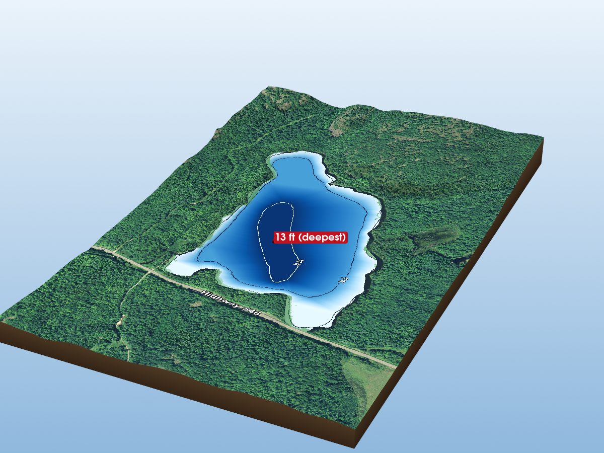 Depth map of Gladstone Lake