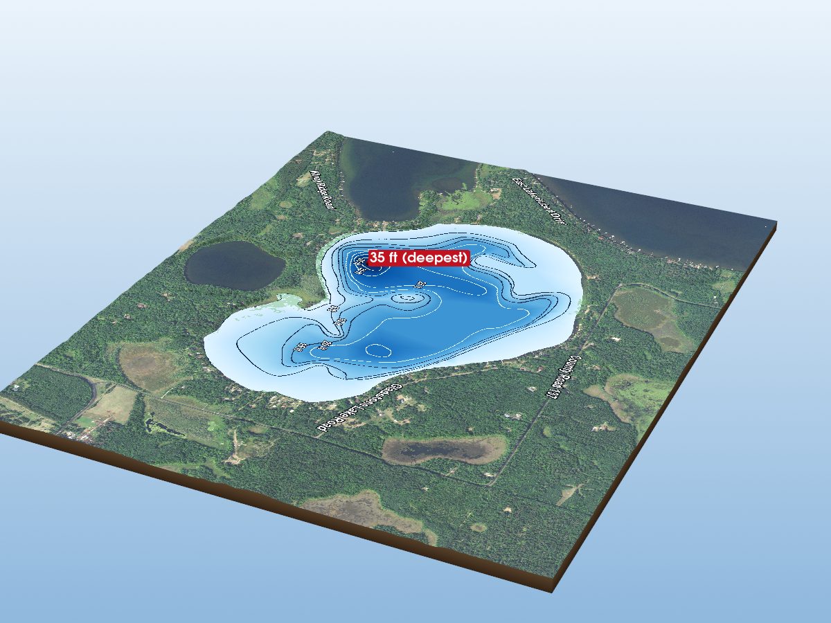 Depth map of Gladstone Lake