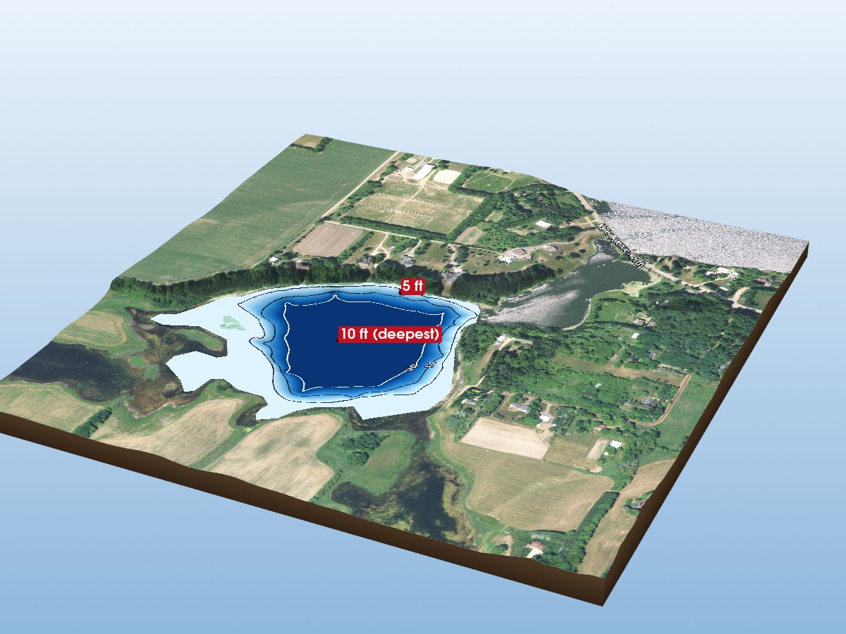 Depth map of Goggins Lake