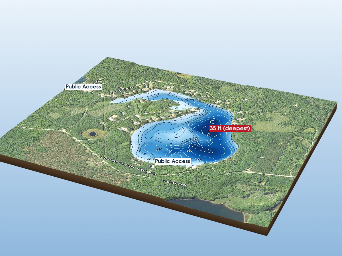 Depth map of Gooseneck Lake