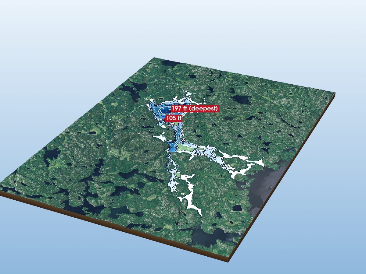 Depth map of Goshawk Lake