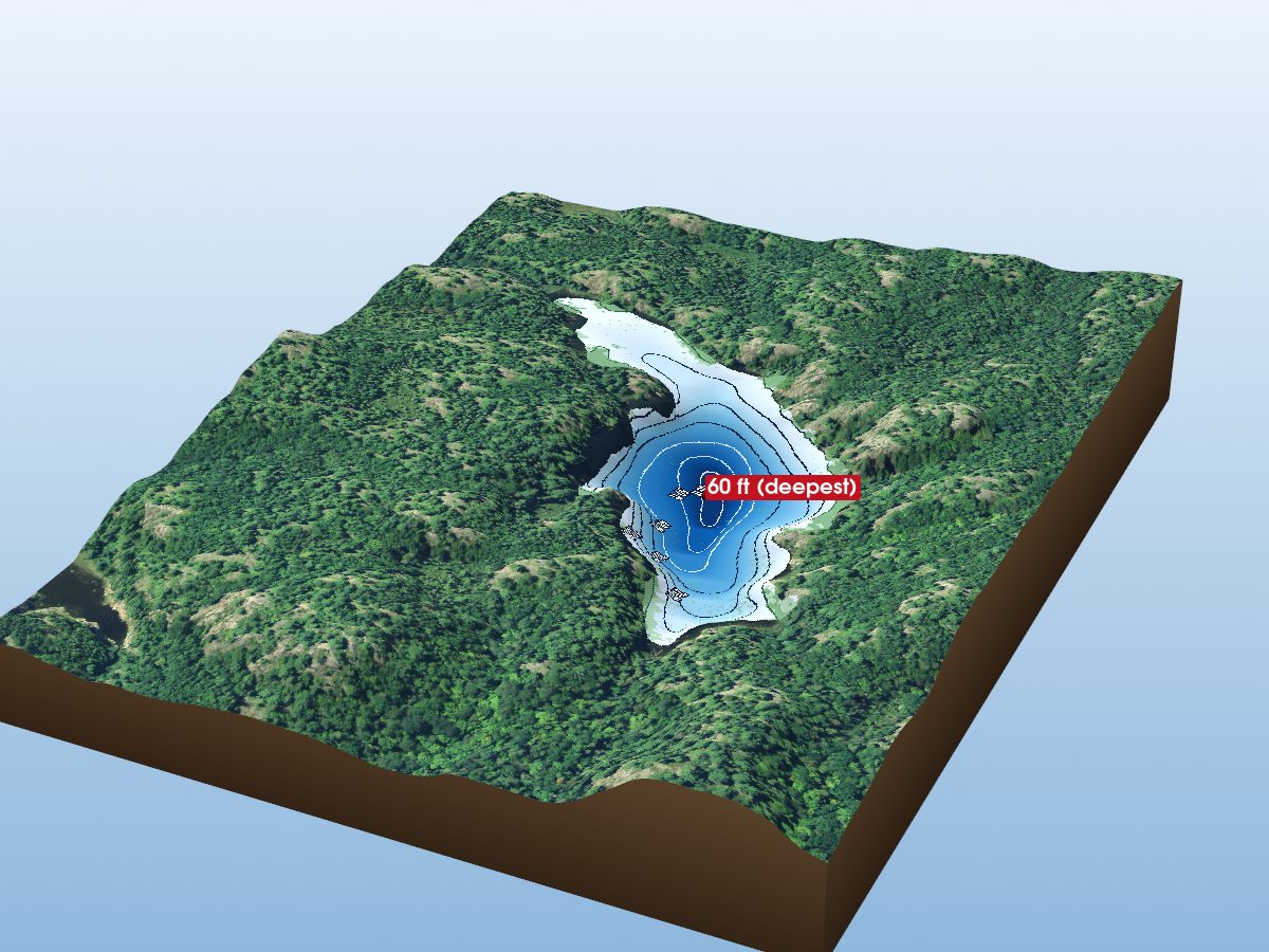 Depth map of Great Scott Lake