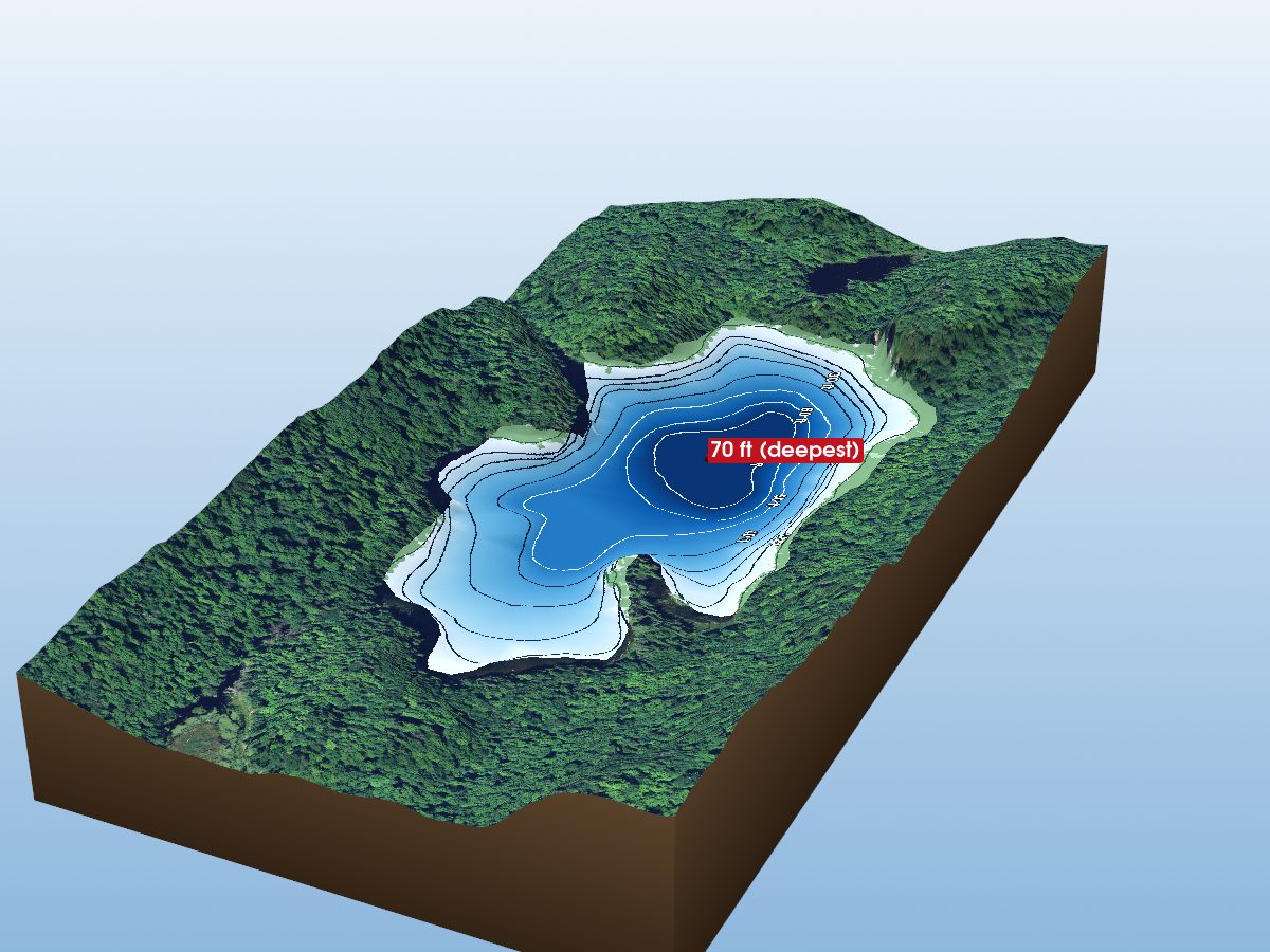 Depth map of Green Canoe Lake