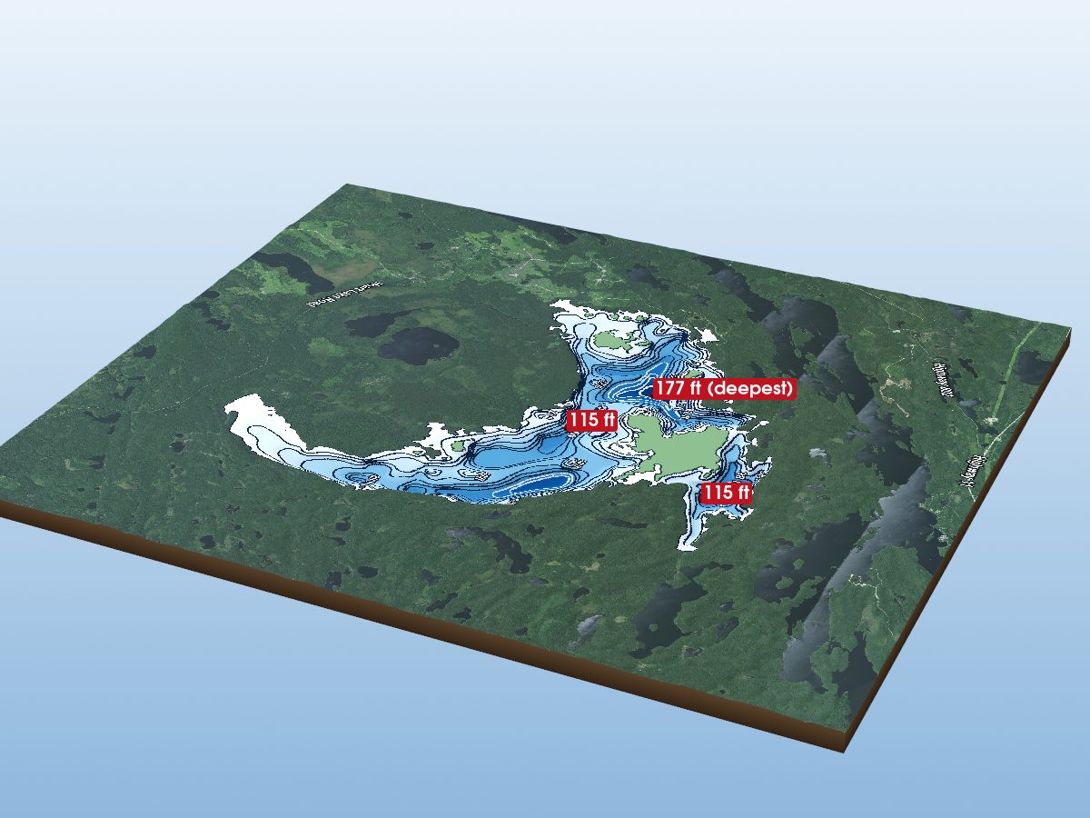 Depth map of Greenwater Lake