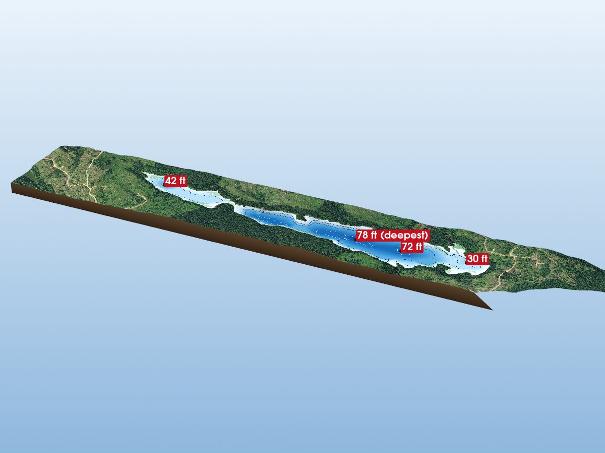 Depth map of Grimshaw Lake