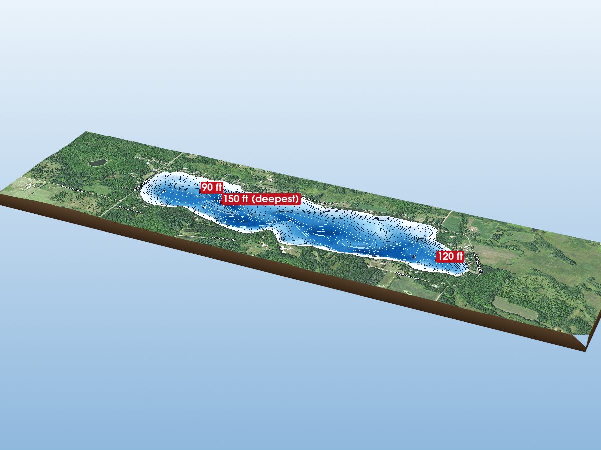 Depth map of Grindstone Lake