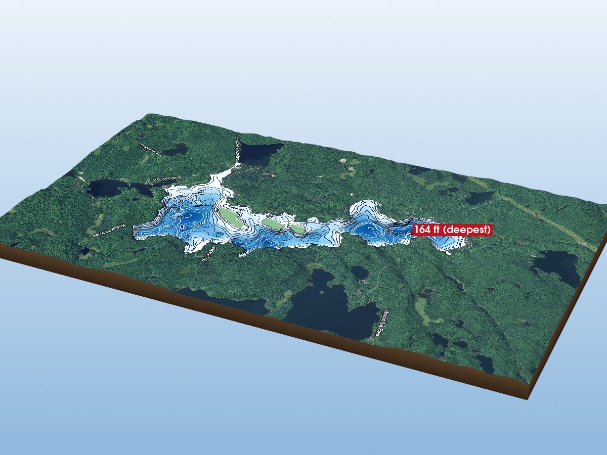 Depth map of Haliburton Lake