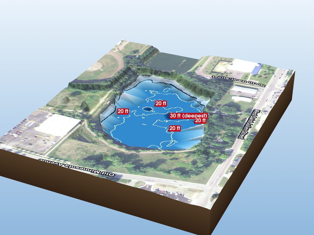 Depth map of Hallett Lake
