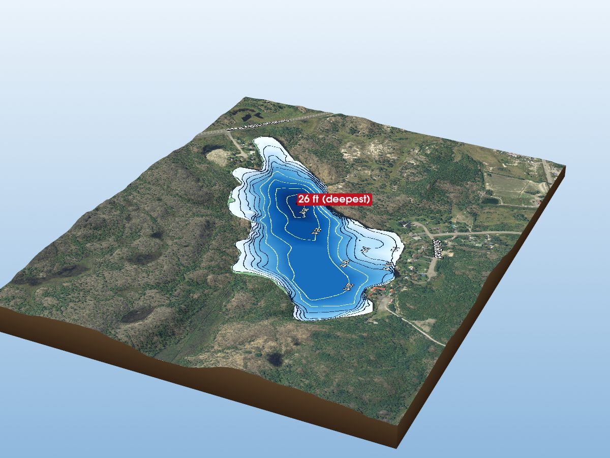Depth map of Hannah Lake
