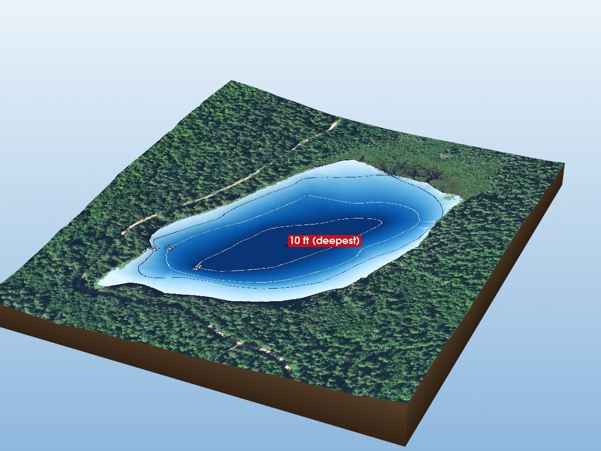 Depth map of Harveys Shanty Lake