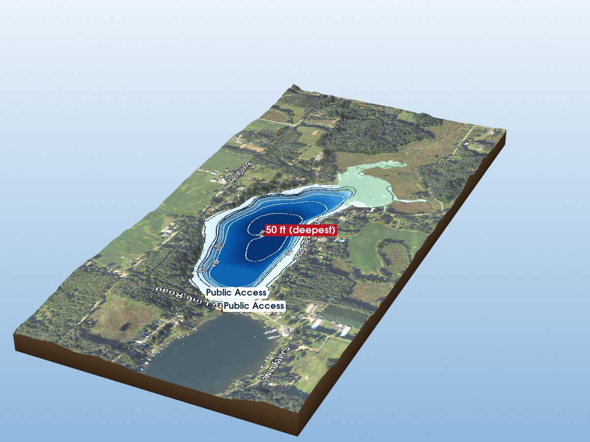 Depth map of Harwood Lake
