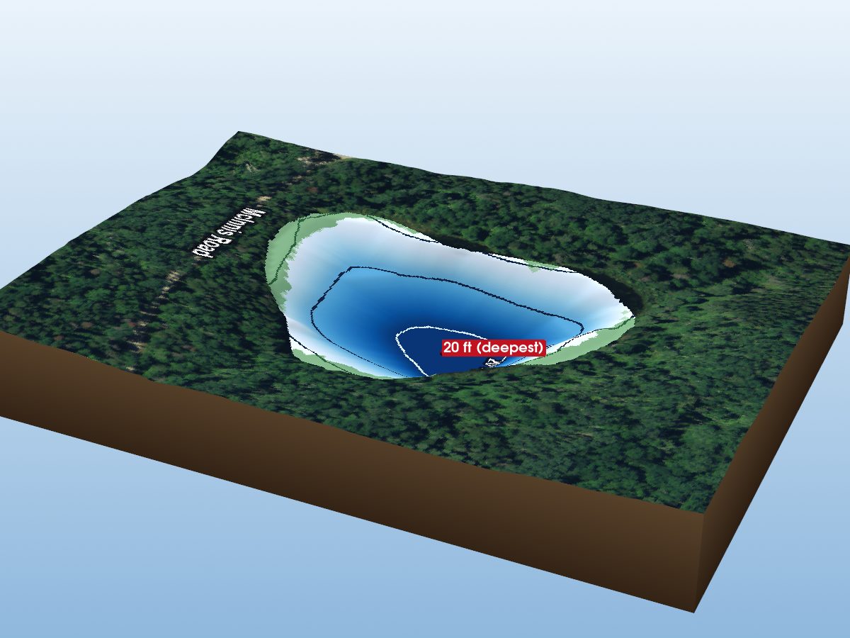 Depth map of Heart Lake
