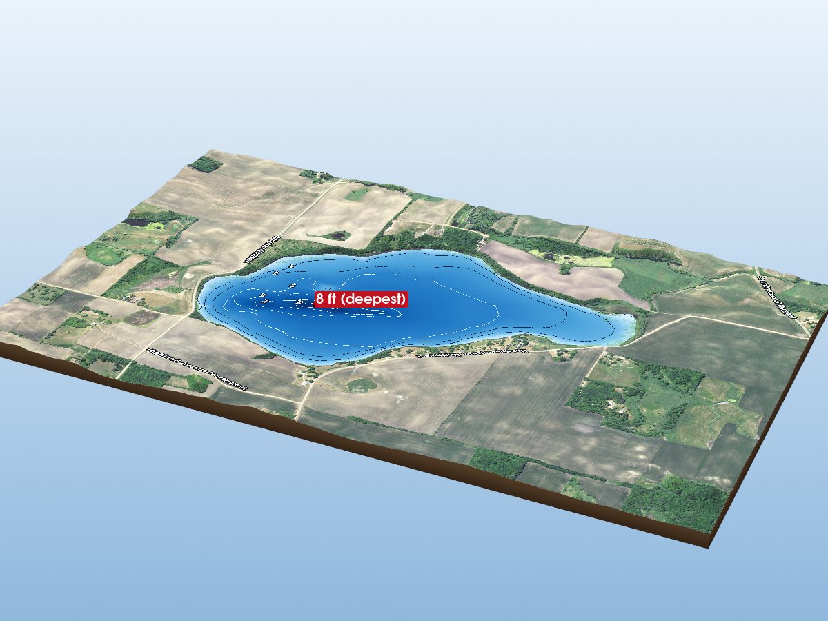Depth map of Henshaw Lake