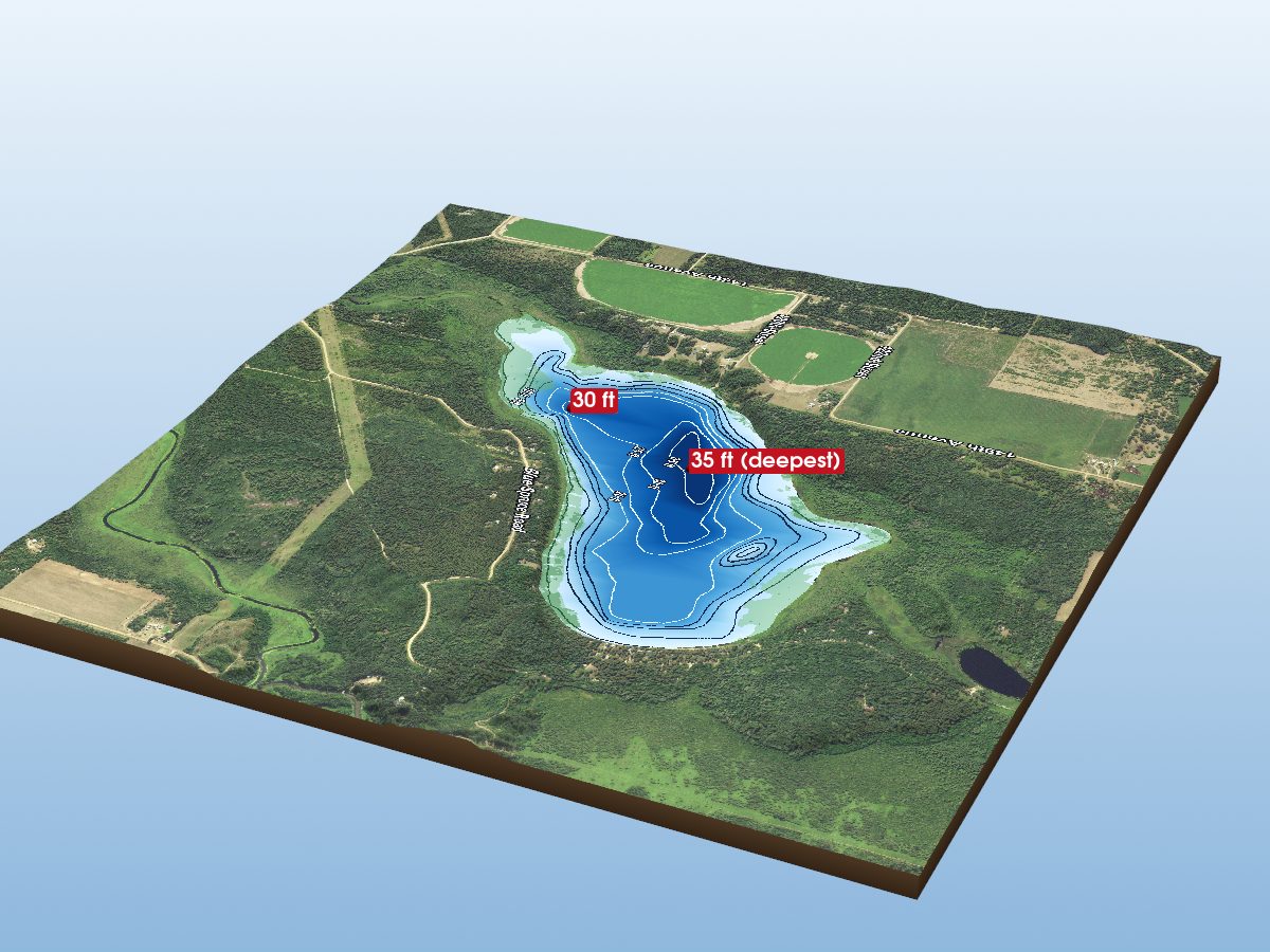 Depth map of Hinds Lake