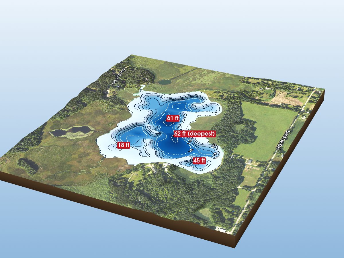 Depth map of Hoisington Lake
