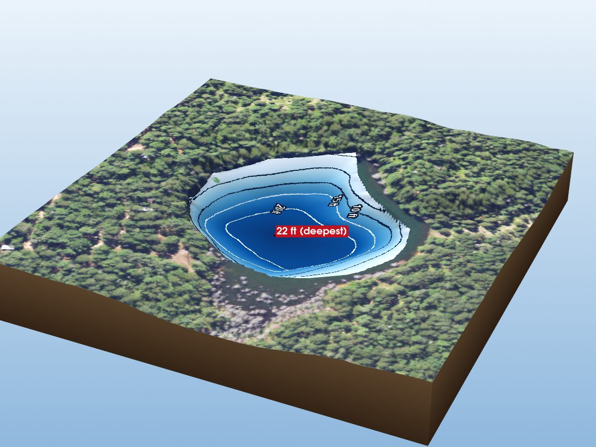 Depth map of Holland Lake