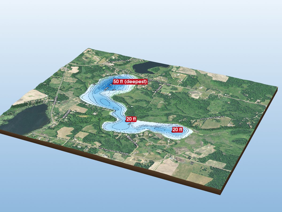 Depth map of Horseshoe Lake