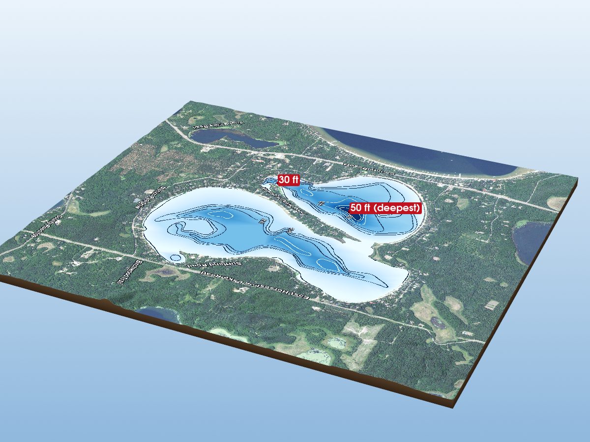 Depth map of Horseshoe Lake