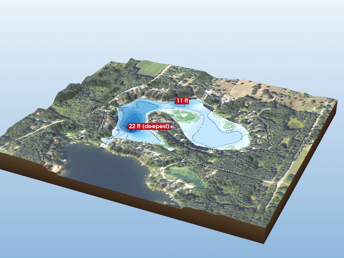 Depth map of Horseshoe Lake