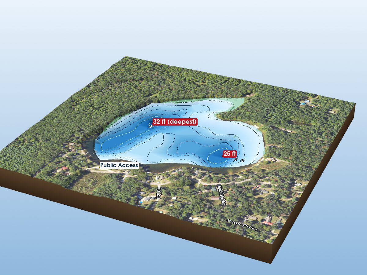 Depth map of Horseshoe Lake