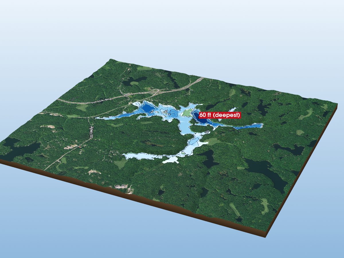 Depth map of Horseshoe Lake