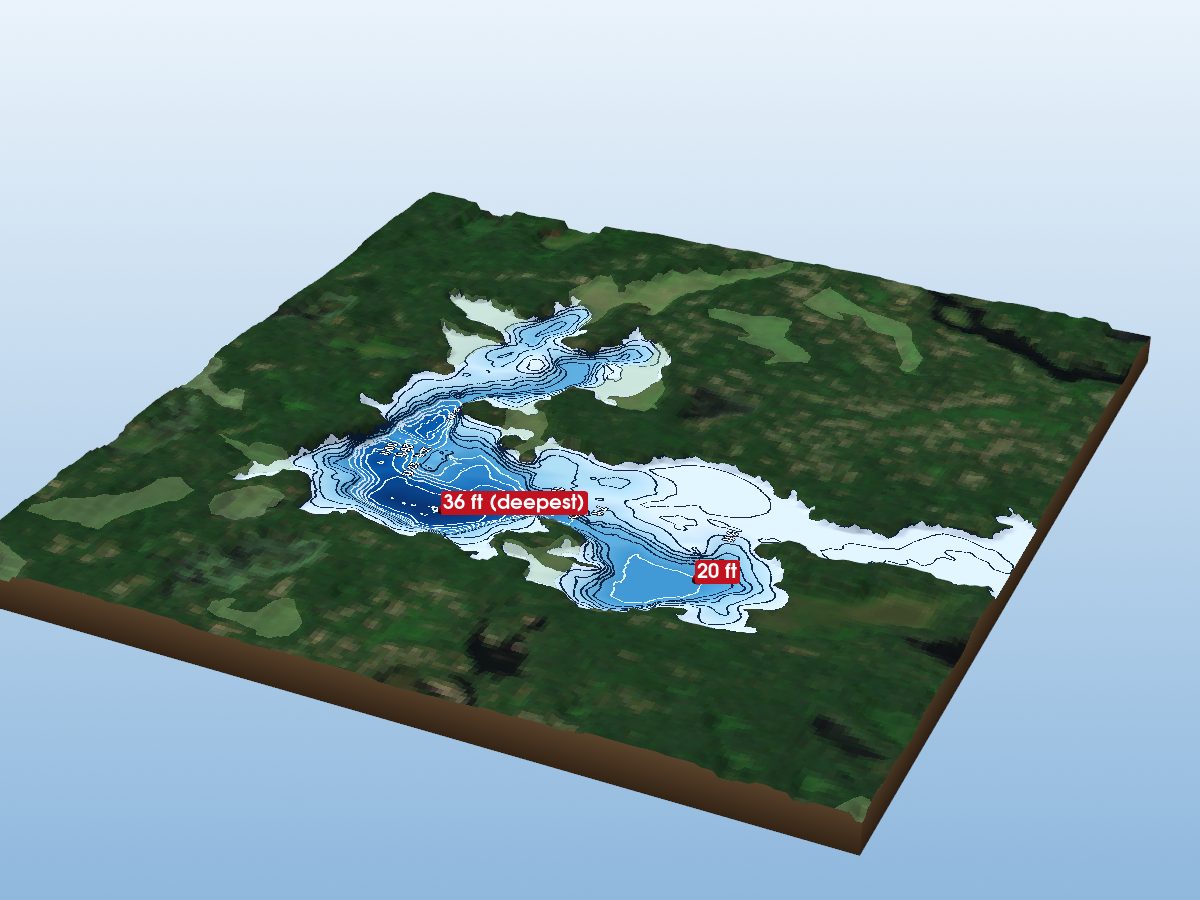 Depth map of Horseshoe Lake