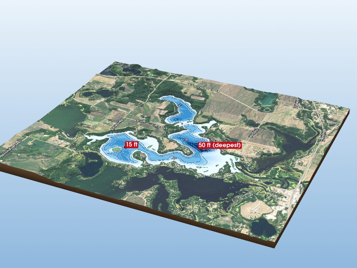 Depth map of Horseshoe Lake