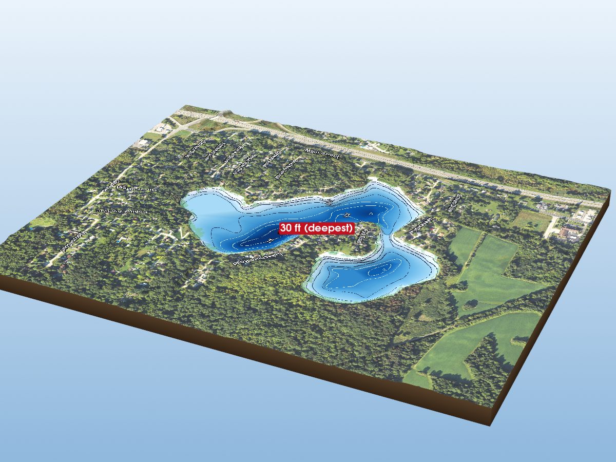 Depth map of Horseshoe Lake