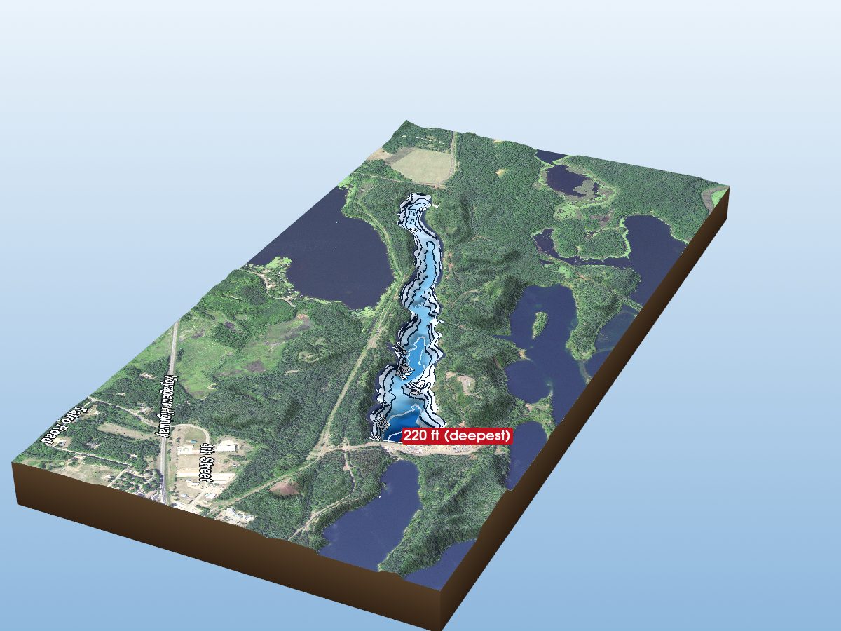 Depth map of Huntington Mine