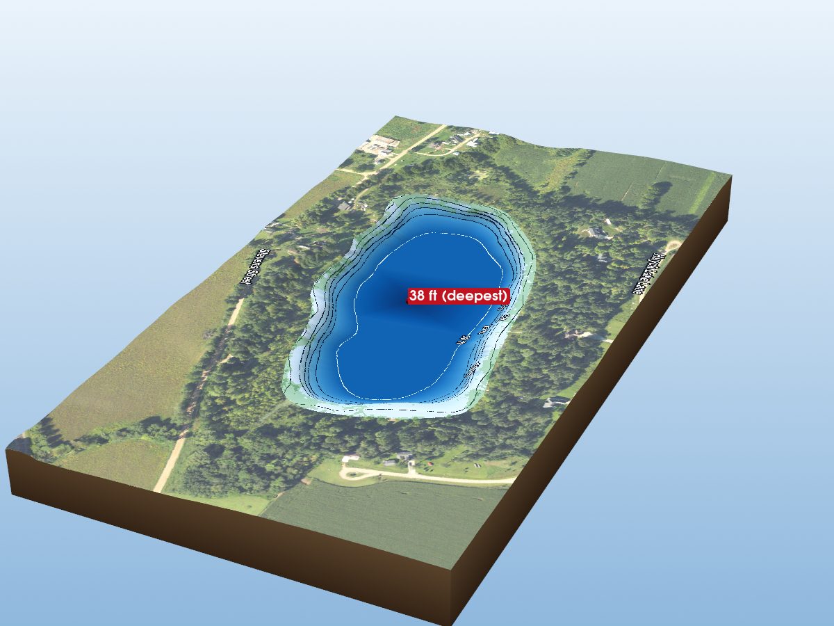 Depth map of Huyck Lake