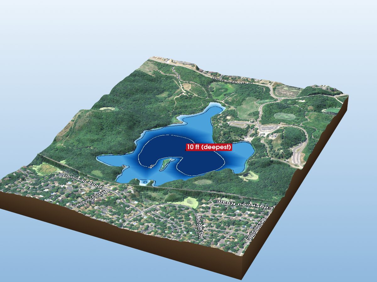 Depth map of Hyland Lake