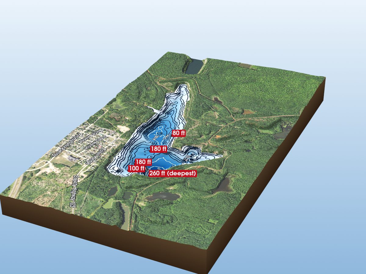 Depth map of Iron Chief Complex Lake