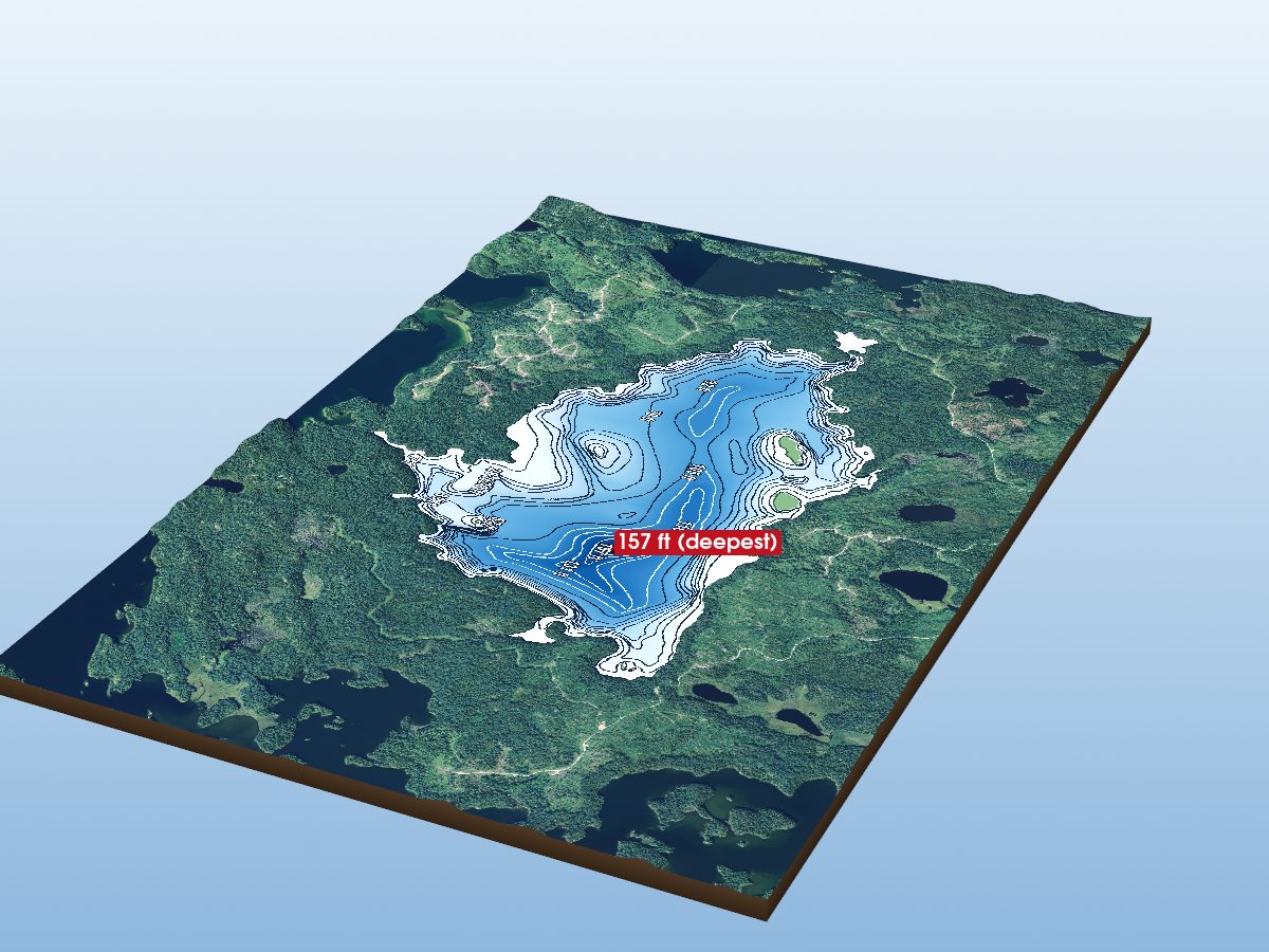 Depth map of Isinglass Lake