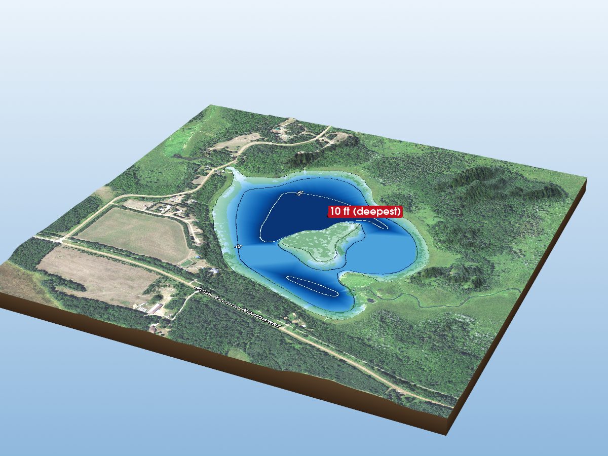 Depth map of Island Lake