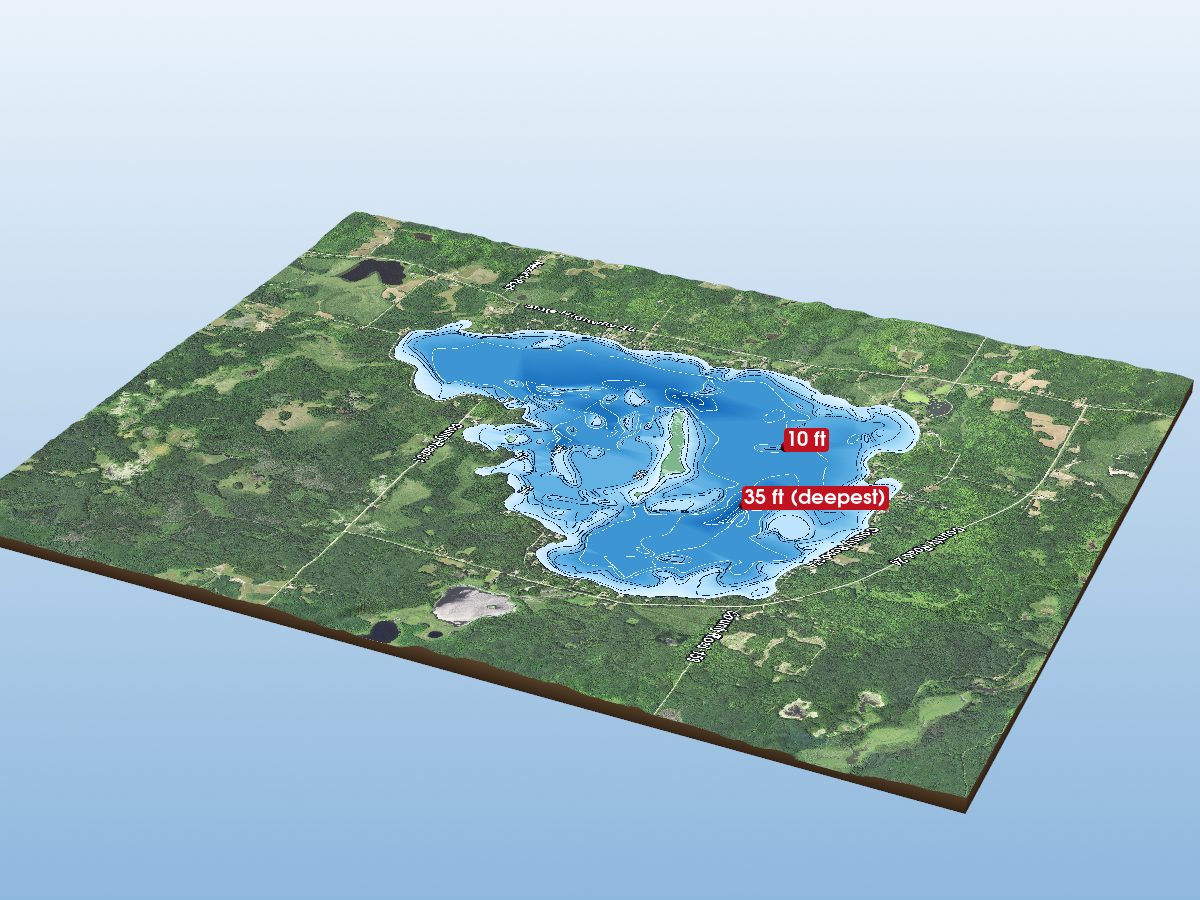 Depth map of Island Lake