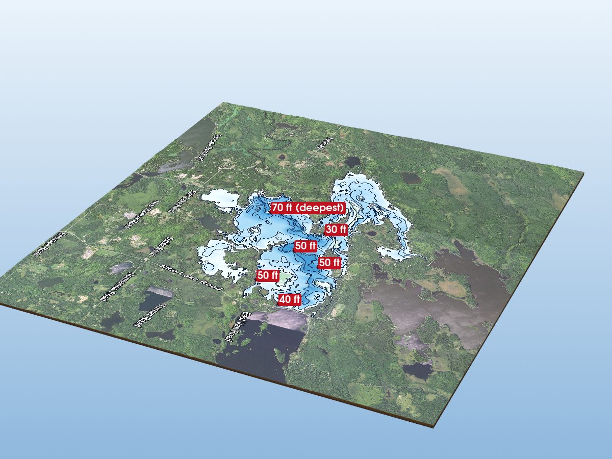 Depth map of Island Lake Reservoir (W.Basin)